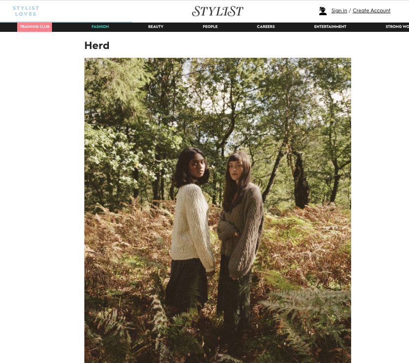 HERD is featured in Stylist's knitwear edit