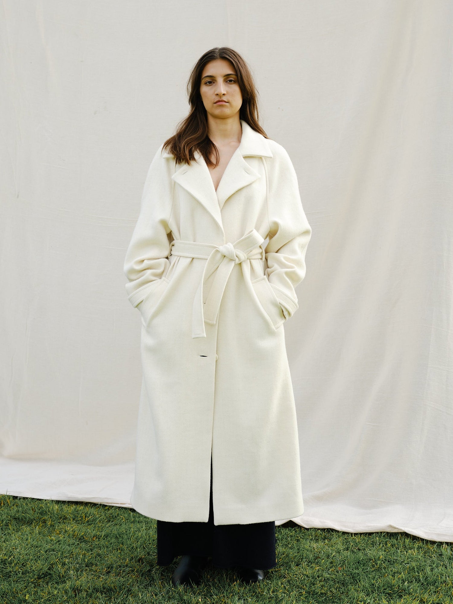 Windermere Coat Ecru Herringbone