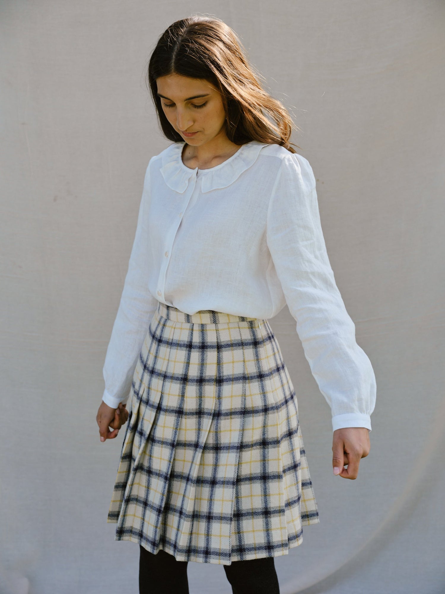 Bellingham Pleated Skirt in Yolk Check
