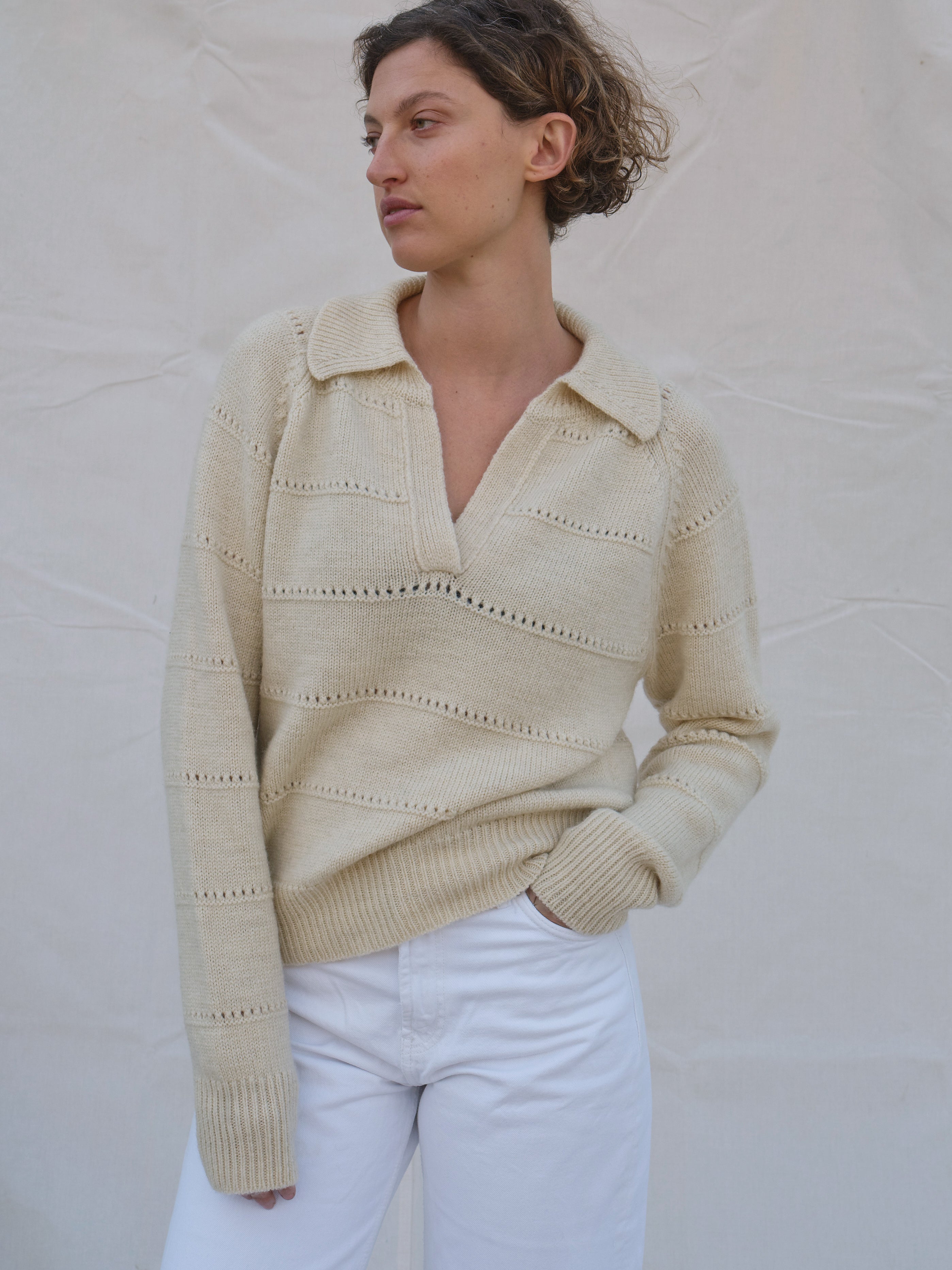 Pendle Jumper Ecru Pointelle