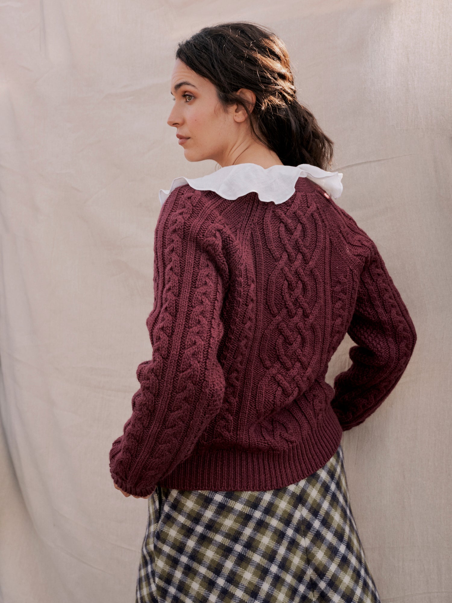 Whitby Cardigan in Plum